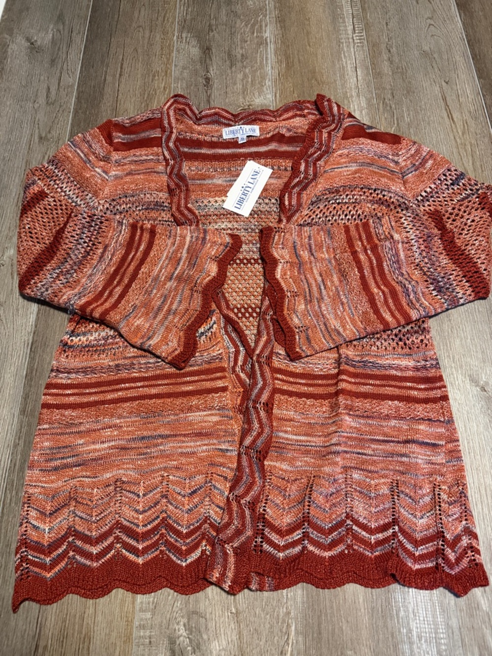 Women’s Liberty Lane Orange Striped Open-Front Knit Cardigan